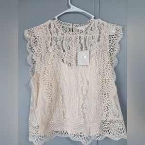 Womens lauren conrad lace shirt NWT